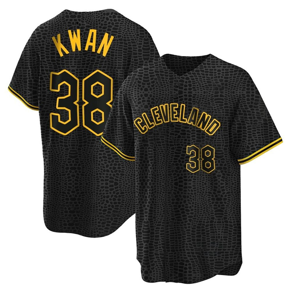 Jamed C.Guardians #38 Steven Kwan Player Black Snake Skin City Home Game Stitched Jerseys