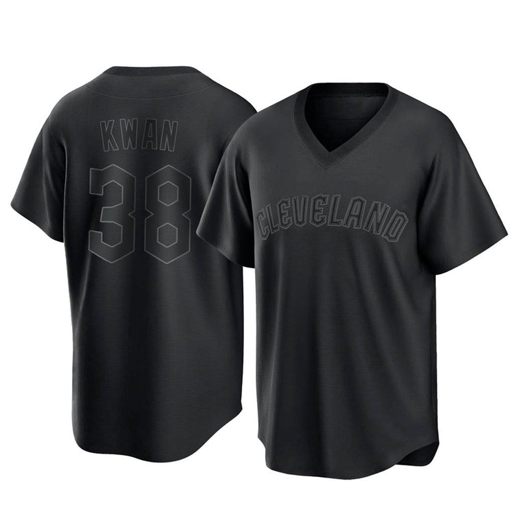 Jamed C.Guardians #38 Steven Kwan Player Black T-shirt Home Game Stitched Jerseys