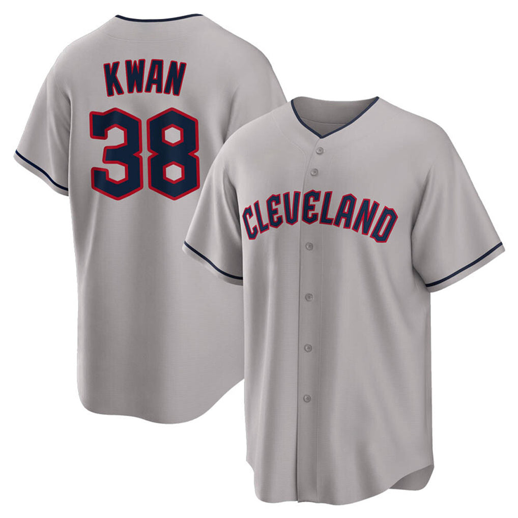Jamed C.Guardians #38 Steven Kwan Player Gray Game Home Stitched Jerseys
