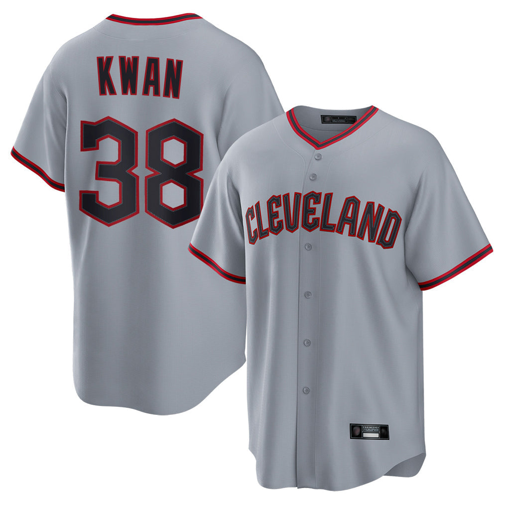 Jamed C.Guardians #38 Steven Kwan Player Gray Home Game Stitched Jerseys