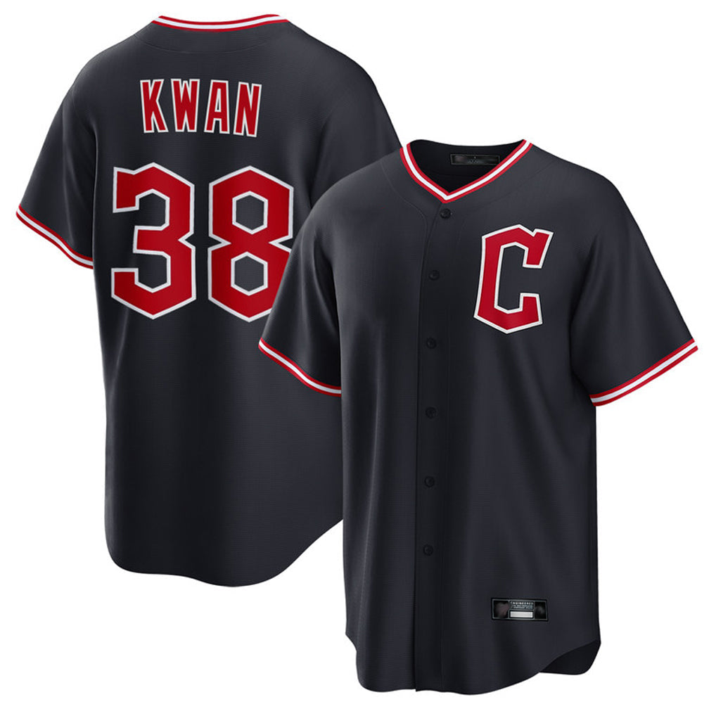 Jamed C.Guardians #38 Steven Kwan Player Navy Home Game Stitched Jerseys