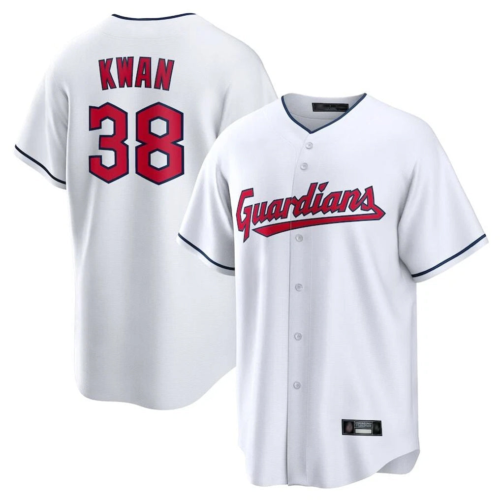 Jamed C.Guardians #38 Steven Kwan Player White Home Game Stitched Jerseys