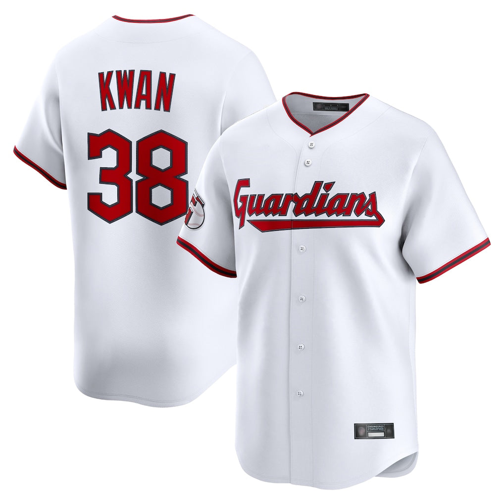 Jamed C.Guardians #38 Steven Kwan Player White Limited Home Game Stitched Jerseys
