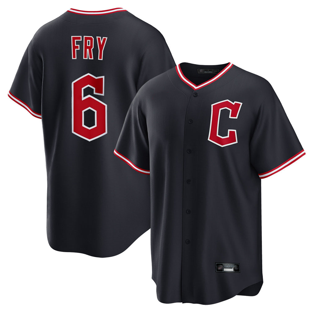 Jamed C.Guardians #6 David Fry Player Navy Home Game Stitched Jerseys