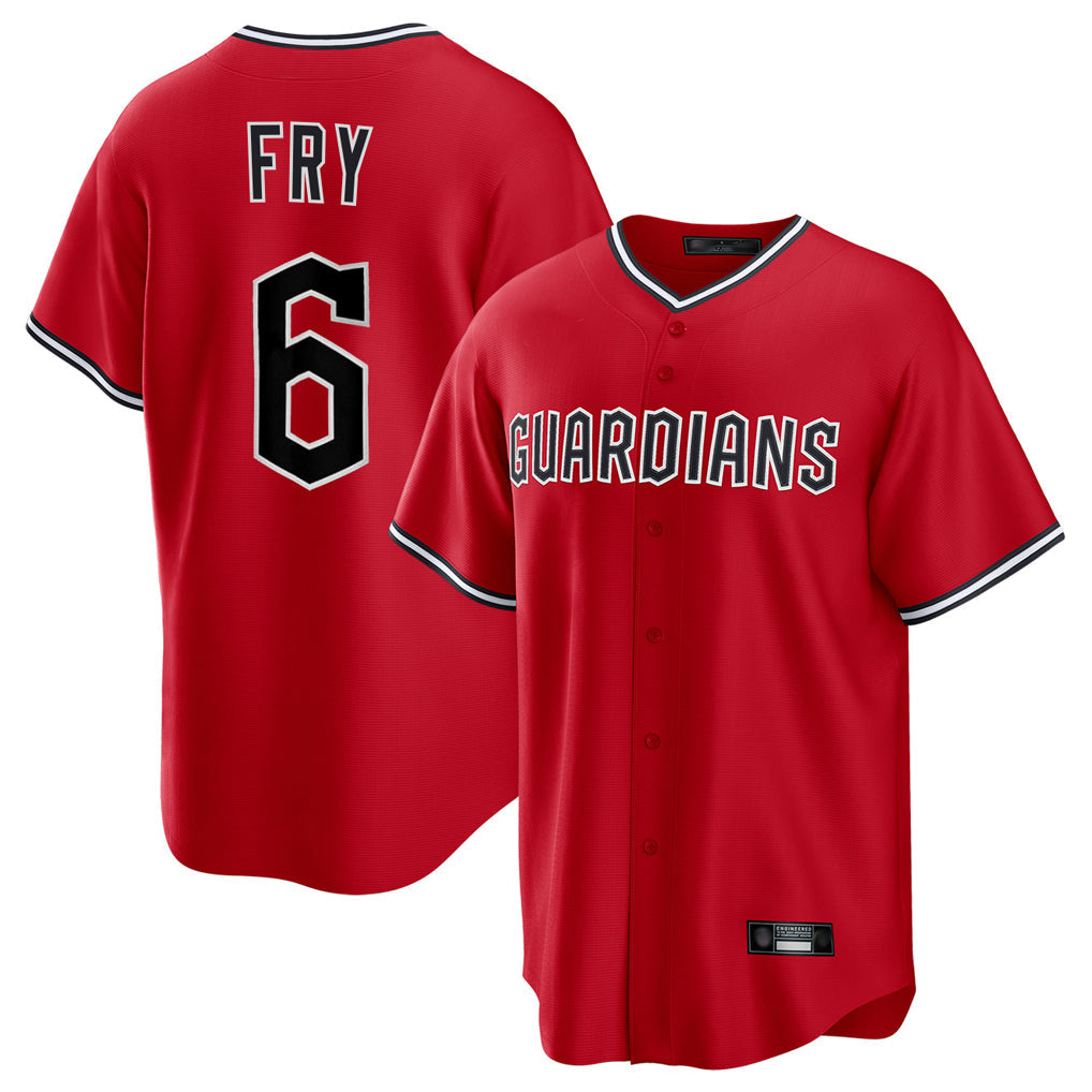 Jamed C.Guardians #6 David Fry Player Red Home Game Stitched Jerseys