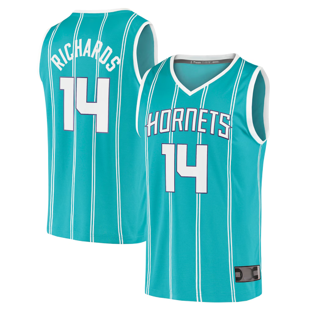 Jamed C.Hornets #14 Nick Richards  Teal Fast Break Replica Jerseys - Icon Edition