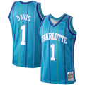 Jamed C.Hornets #1 Baron Davis Mitchell & Ness Teal 199900 Hardwood Classics Swingman Jerseys