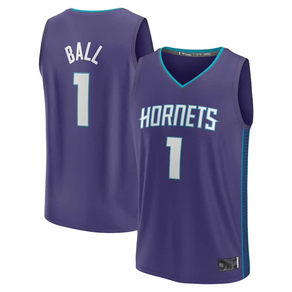Jamed C.Hornets #1 LaMelo Ball  Purple Fast Break Replica Player Jerseys - Statement Edition