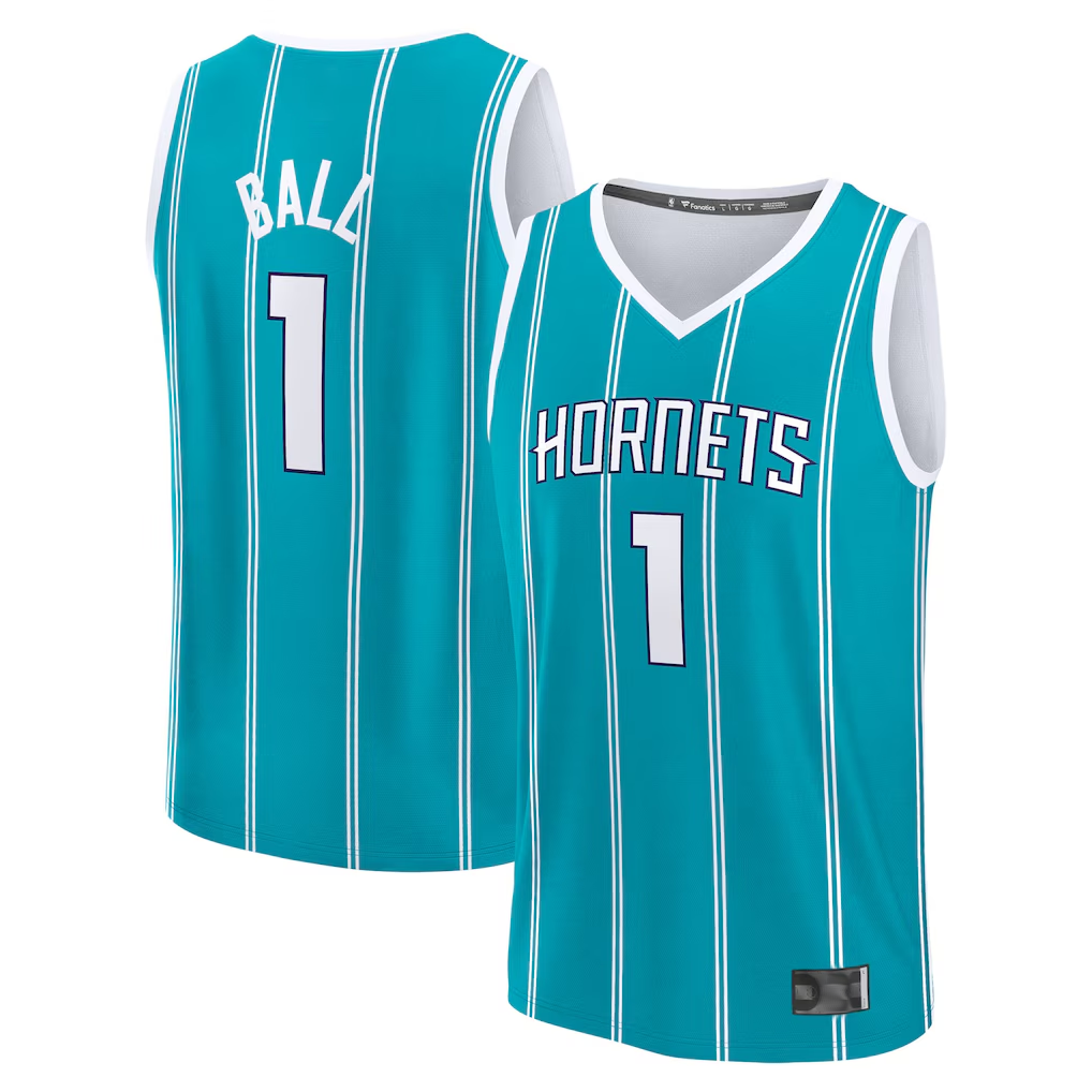 Jamed C.Hornets #1 LaMelo Ball  Teal Fast Break Replica Player Jerseys - Icon Edition