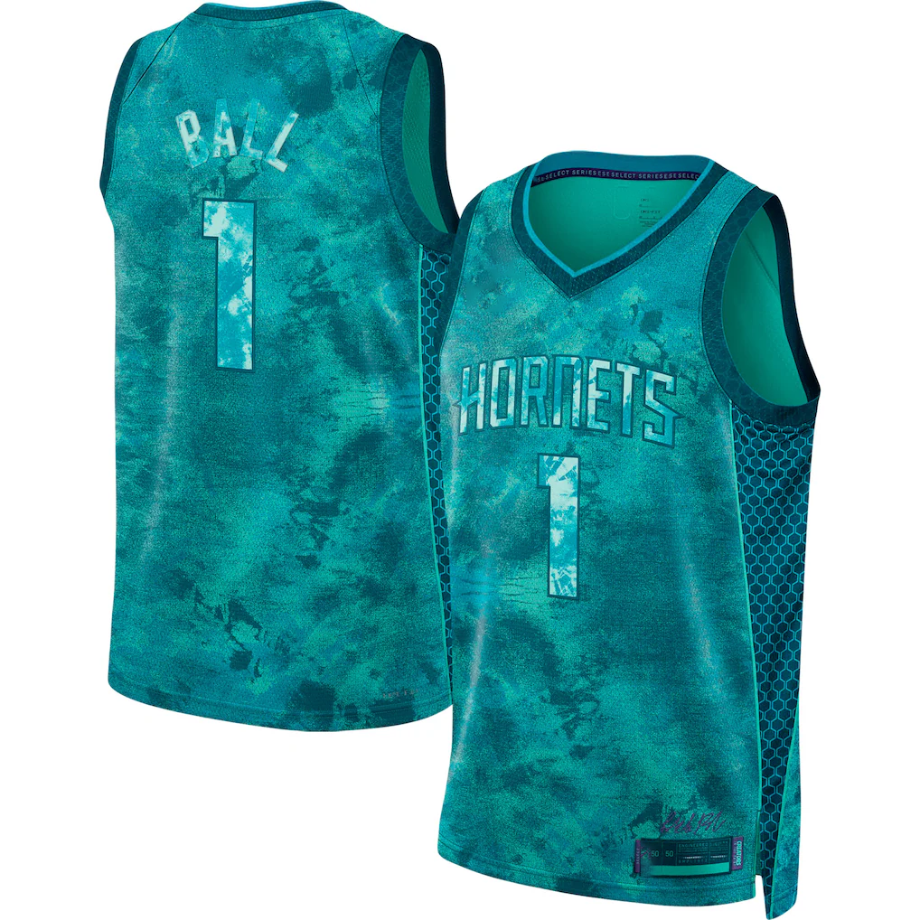 Jamed C.Hornets #1 LaMelo Ball  Teal Select Series Swingman Jerseys