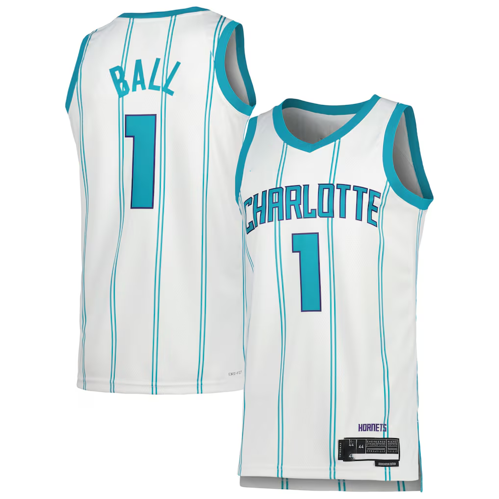 Jamed C.Hornets #1 LaMelo Ball  White Swingman Jerseys - Association Edition