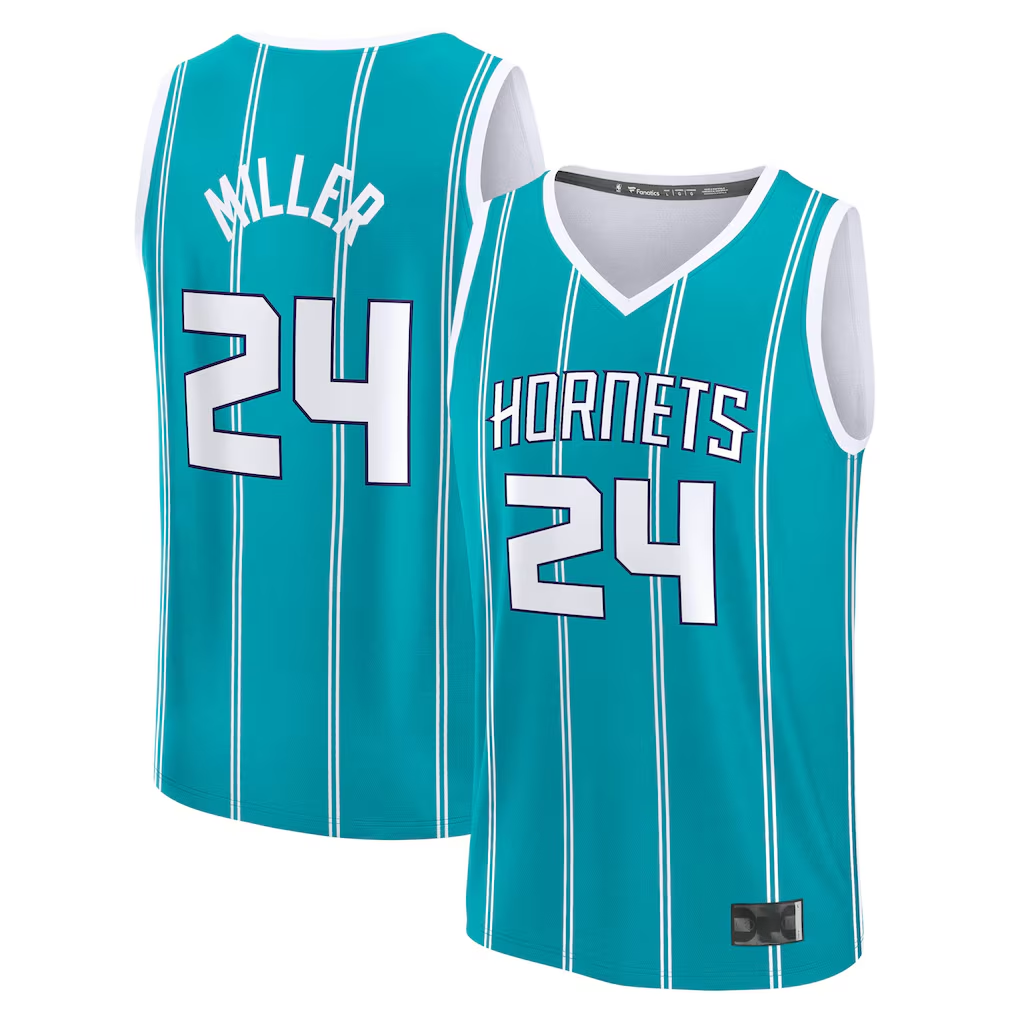 Jamed C.Hornets #24 Brandon Miller  Teal Fast Break Replica Jerseys - Icon Edition