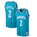 Jamed C.Hornets #2 Larry Johnson Mitchell & Ness Teal 199293 Hardwood Classics Swingman Jerseys