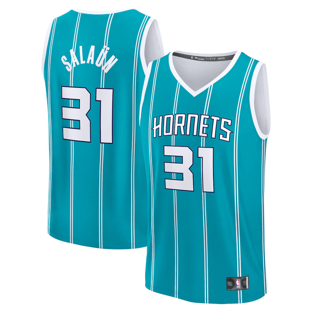 Jamed C.Hornets #31 Tidjane Salaun  Teal 2024  Draft Fast Break Player Jerseys - Icon Edition