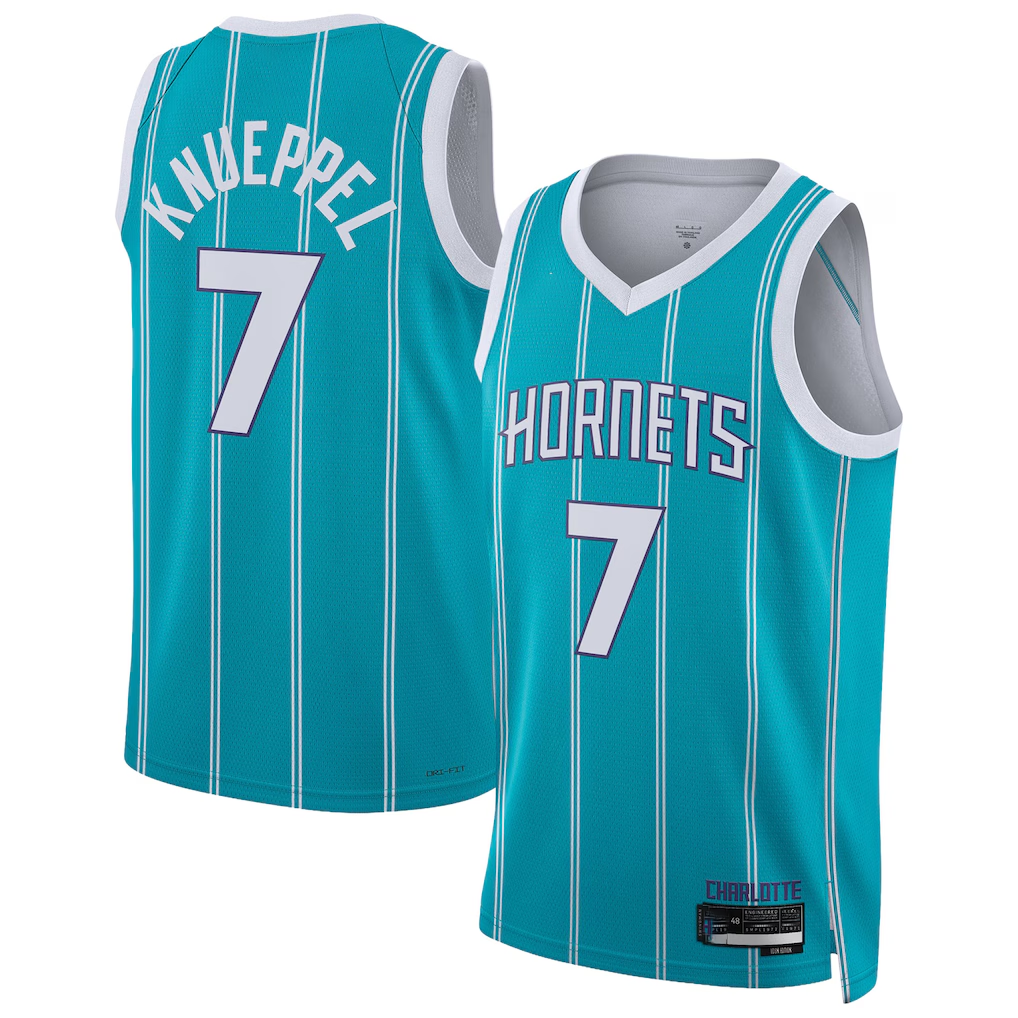 Jamed C.Hornets #7 Kon Knueppel  Teal Swingman Jerseys - Icon Edition