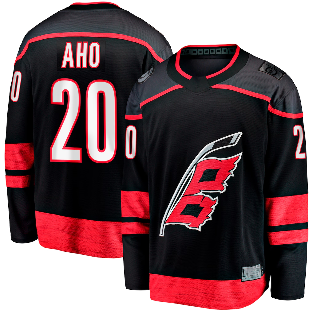 Jamed C.Hurricanes #20 Sebastian Aho Black Home Breakaway Stitched Jerseys