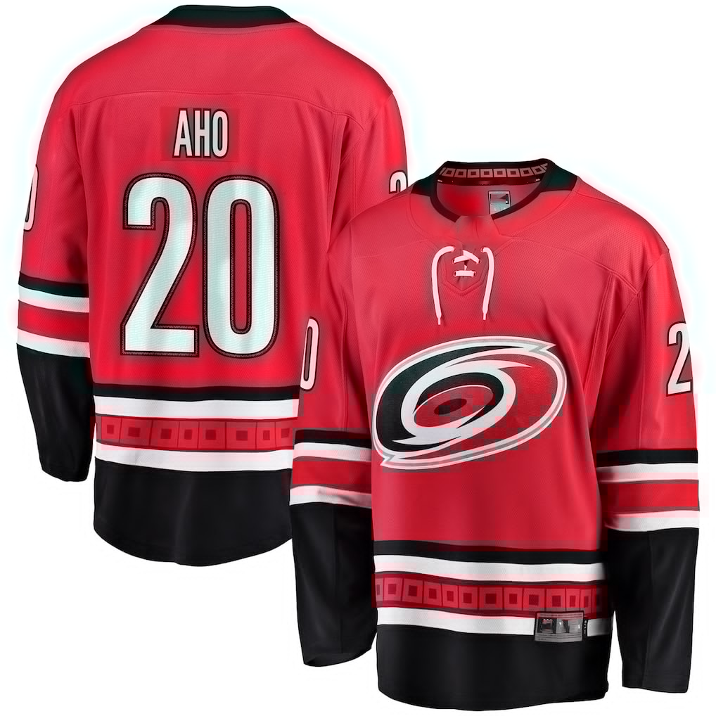 Jamed C.Hurricanes #20 Sebastian Aho Red Alternate Breakaway Player Stitched Jerseys