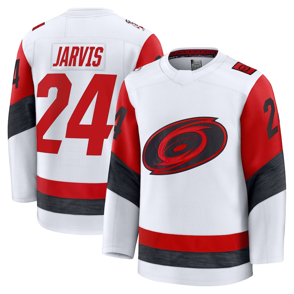 Jamed C.Hurricanes #24 Seth Jarvis White Away Premium Stitched Jerseys