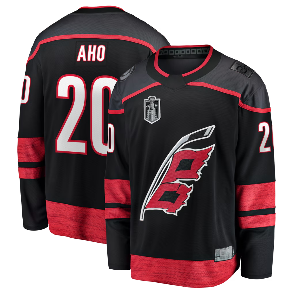 Jamed C.Hurricanes #26 Sebastian Aho Black 2026 Stanley Cup Final Home Breakaway Stitched Jerseys