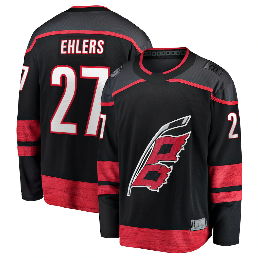 Jamed C.Hurricanes #27 Nikolaj Ehlers Black Home Breakaway Stitched Jerseys