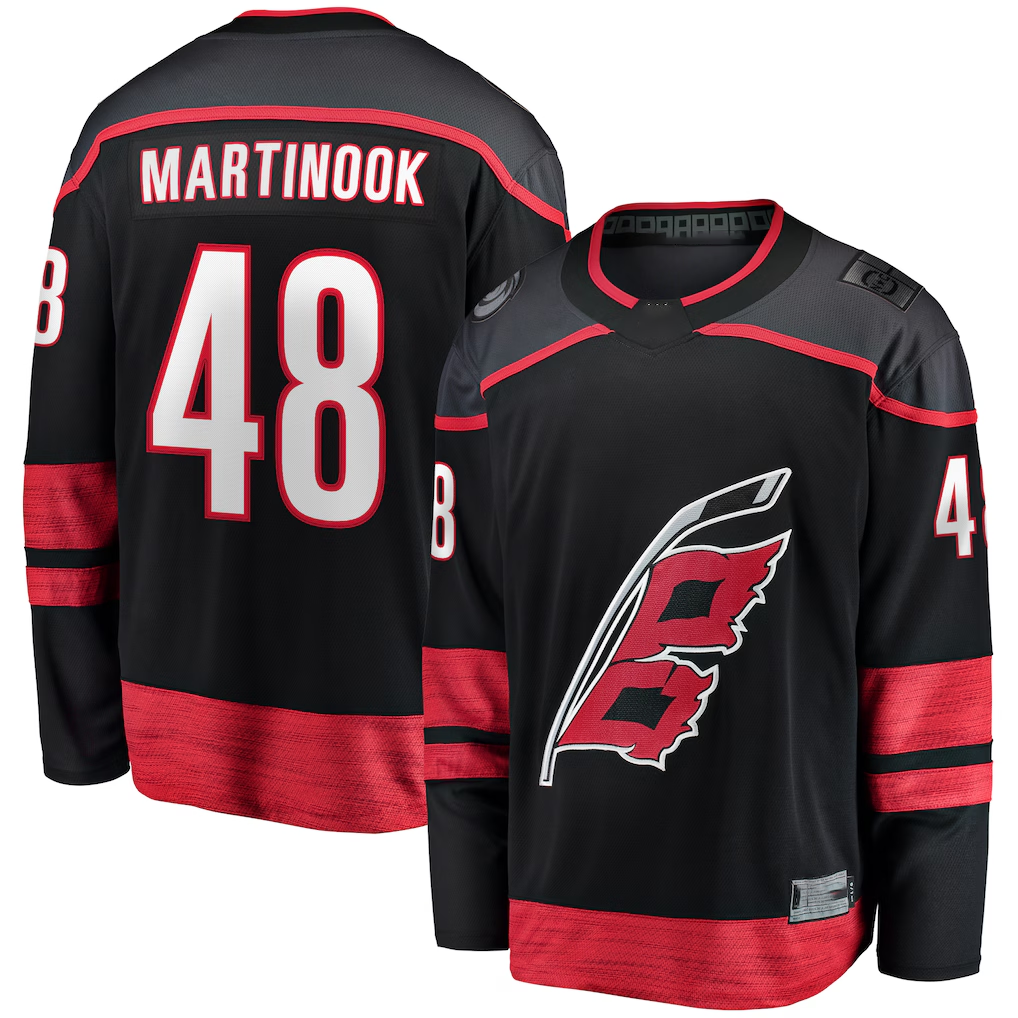 Jamed C.Hurricanes #48 Jordan Martinook Black Home Breakaway Stitched Jerseys