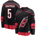 Jamed C.Hurricanes #5 Jalen Chatfield Black Home Premier Breakaway Player Stitched Jerseys