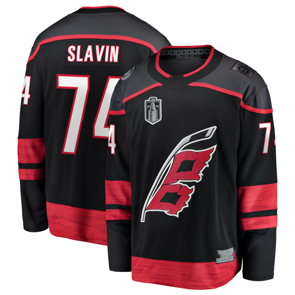 Jamed C.Hurricanes #74 Jaccob Slavin Black 2026 Stanley Cup Final Home Breakaway Stitched Jerseys