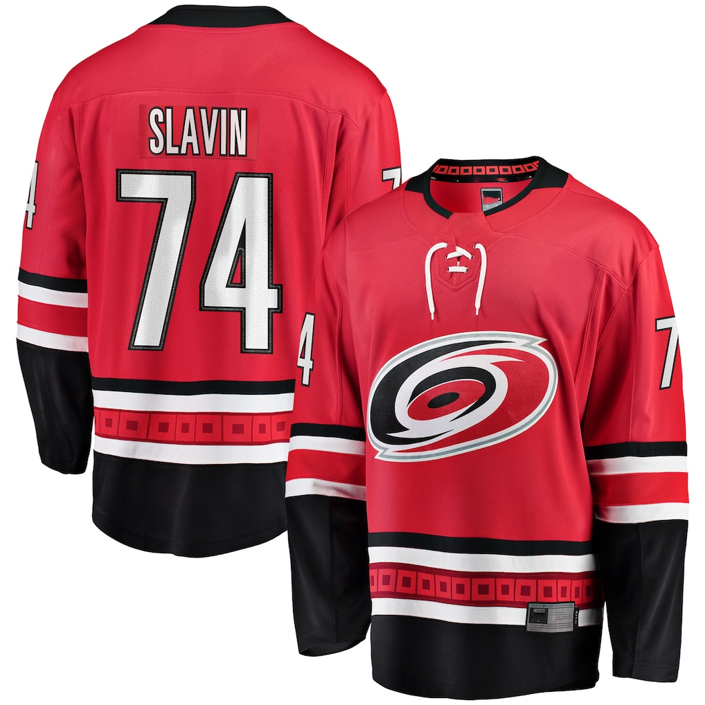 Jamed C.Hurricanes #74 Jaccob Slavin Red Alternate Breakaway Player Stitched Jerseys