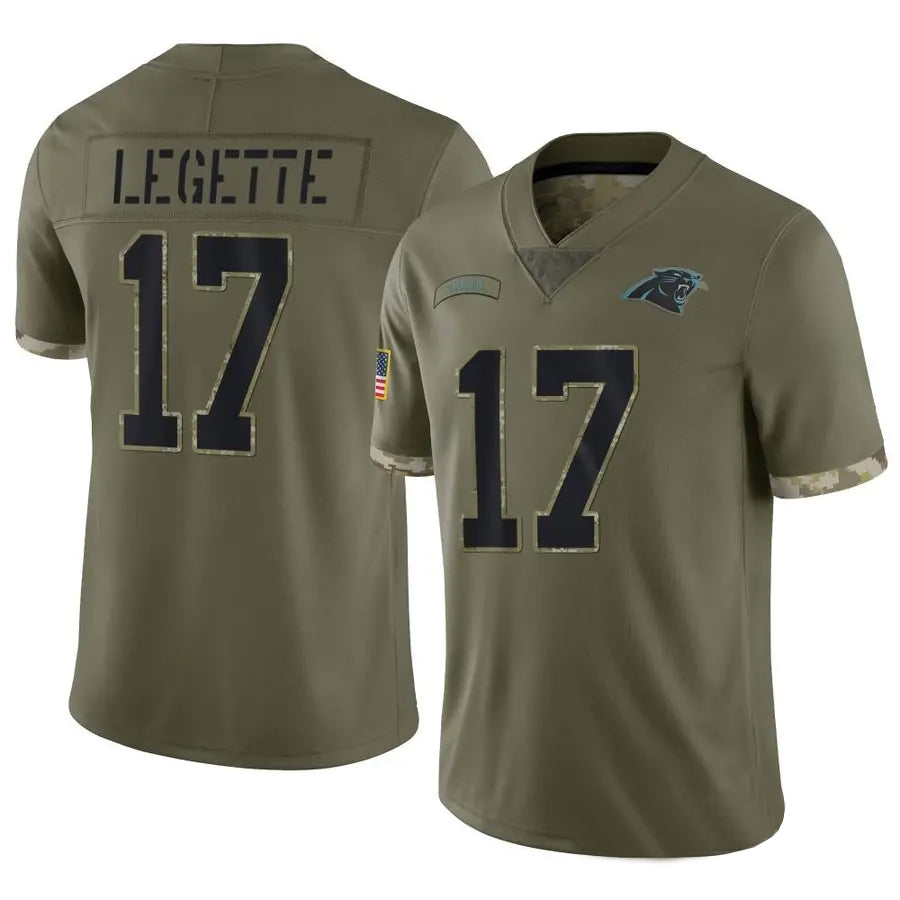 Jamed C.Panthers #17 Xavier Legette Player Salute To Service Olive Stitched Jerseys