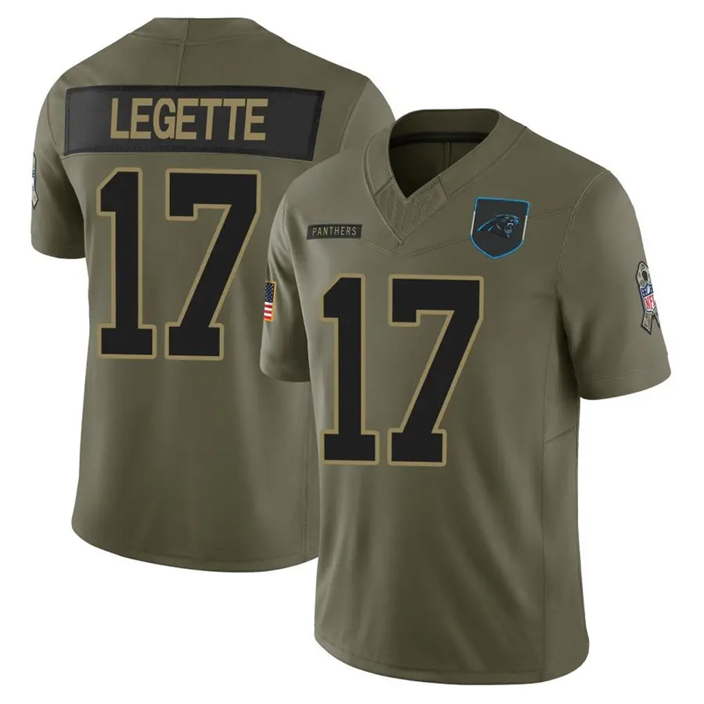 Jamed C.Panthers #17 Xavier Legette Player Salute To Service Olive Limited Stitched Jerseys