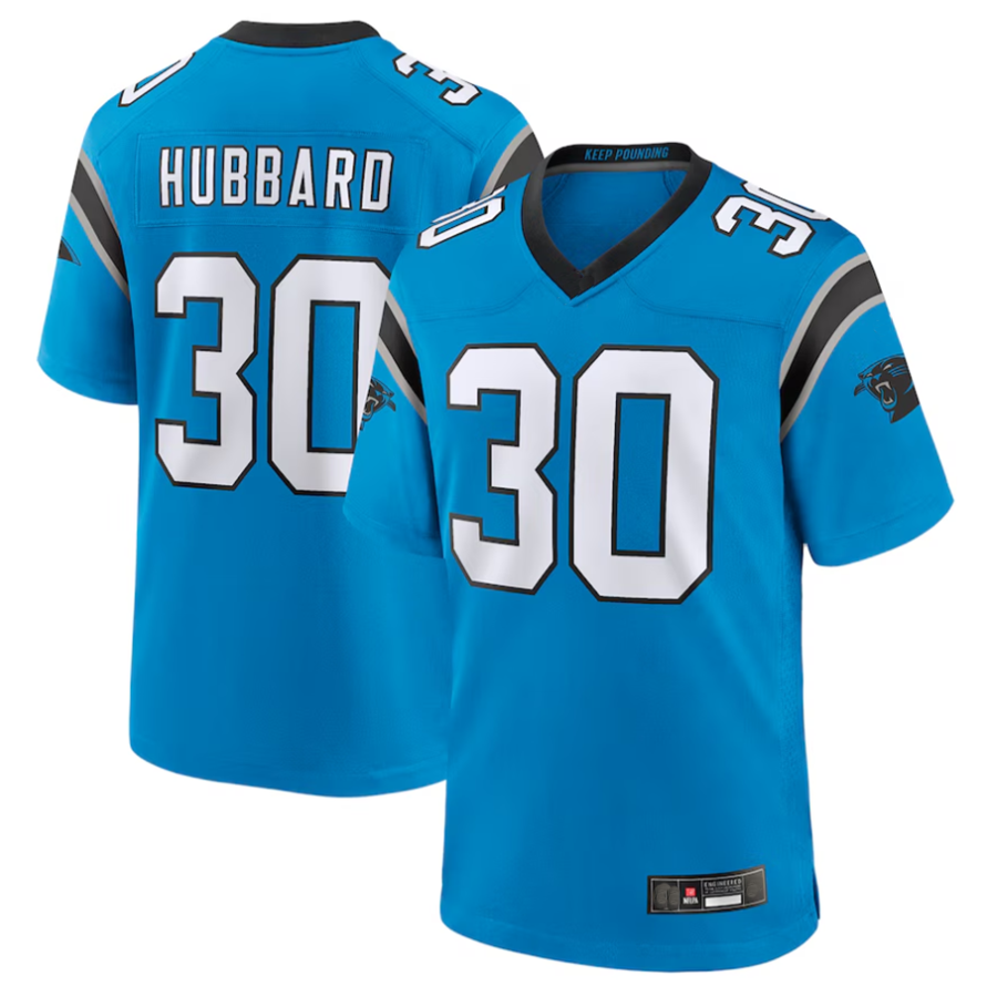 Jamed C.Panthers #30 Chuba Hubbard Player Blue Game Stitched Jerseys