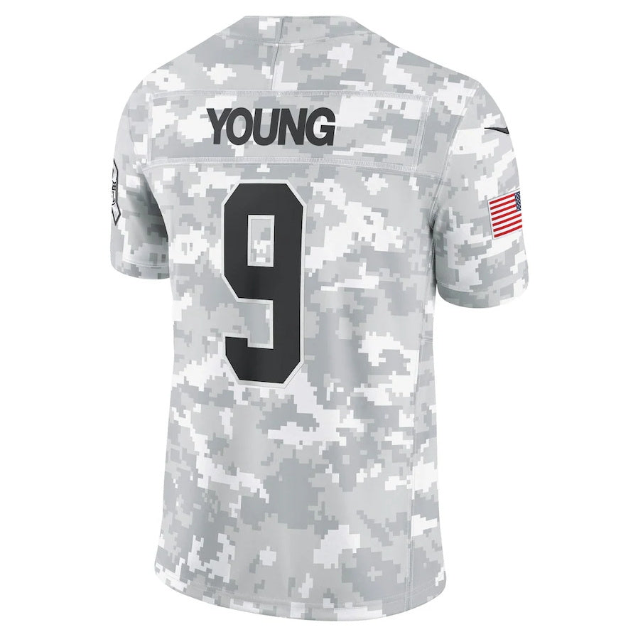 Jamed C.Panthers #9 Bryce Young Arctic Camo 2024 Salute to Service Limited Stitched Jerseys