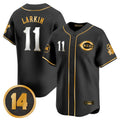Jamed C.Reds #11 Barry Larkin Player Black-Gold Vapor Premier Limited Home Stitched Jerseys