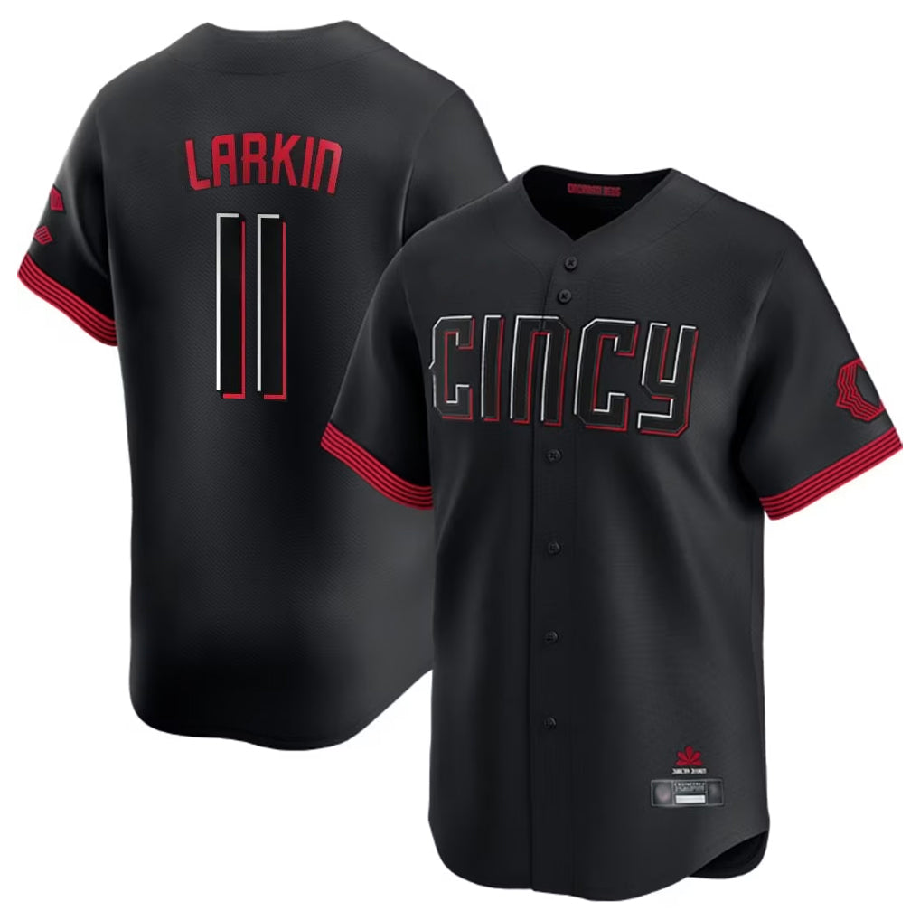 Jamed C.Reds #11 Barry Larkin Player Black City Connect Home Limited Stitched Jerseys