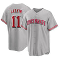Jamed C.Reds #11 Barry Larkin Player Gray Home Game Stitched Jerseys