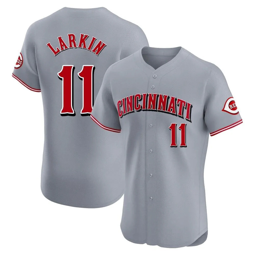 Jamed C.Reds #11 Barry Larkin Player Gray Limited Elite Home Stitched Jerseys
