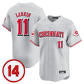Jamed C.Reds #11 Barry Larkin Player Gray Vapor Premier Limited Home Stitched Jerseys