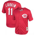 Jamed C.Reds #11 Barry Larkin Player Mitchell & Ness Red Throwback Cooperstown Mesh Game Stitched Jerseys