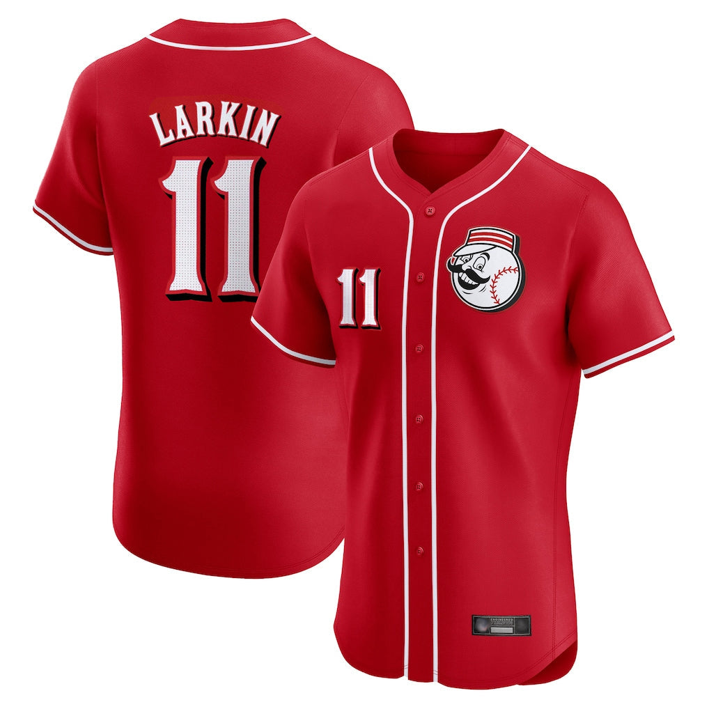 Jamed C.Reds #11 Barry Larkin Player Red Limited Elite Home Game Stitched Jerseys