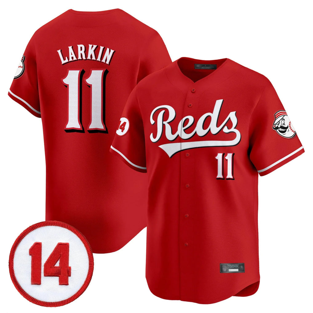 Jamed C.Reds #11 Barry Larkin Player Red Vapor Premier Limited Home Stitched Jerseys