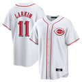 Jamed C.Reds #11 Barry Larkin Player White Game Home Stitched Jerseys