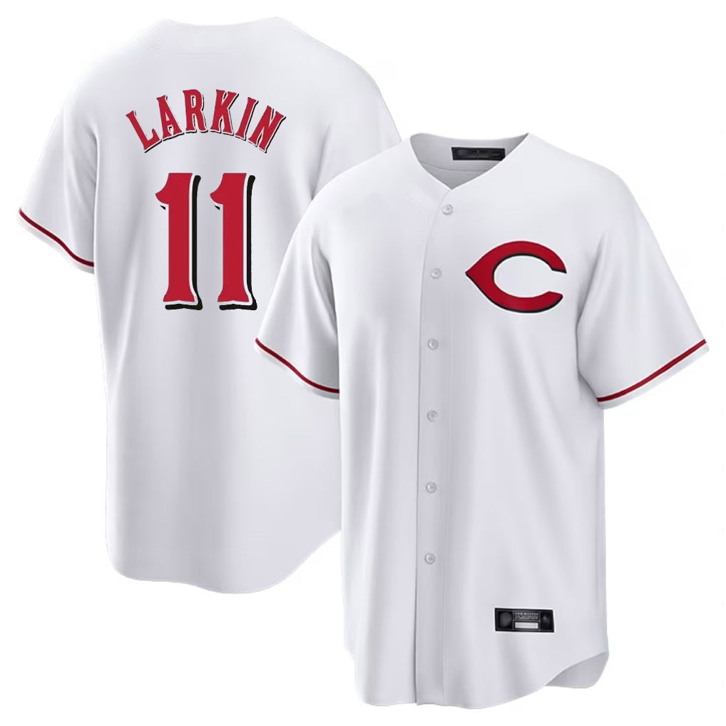 Jamed C.Reds #11 Barry Larkin Player White Home Game Stitched Jerseys