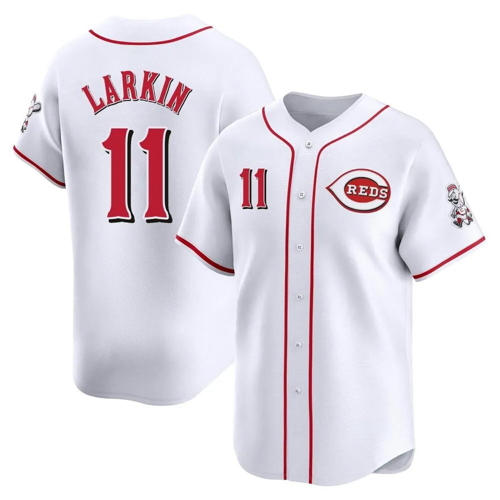 Jamed C.Reds #11 Barry Larkin Player White Home Limited Stitched Jerseys