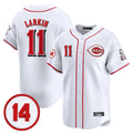 Jamed C.Reds #11 Barry Larkin Player White Vapor Premier Limited Home Stitched Jerseys