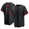 Jamed C.Reds #14 Pete Rose Player Black City Connect Home Game Stitched Jerseys