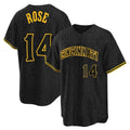 Jamed C.Reds #14 Pete Rose Player Black Snake Skin City Home Stitched Jerseys