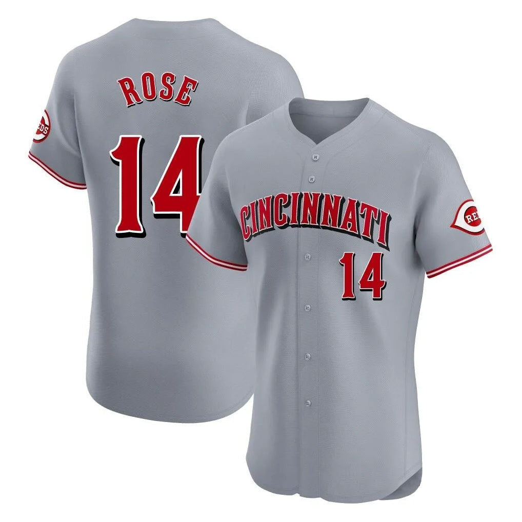 Jamed C.Reds #14 Pete Rose Player Gray Limited Elite Home Stitched Jerseys