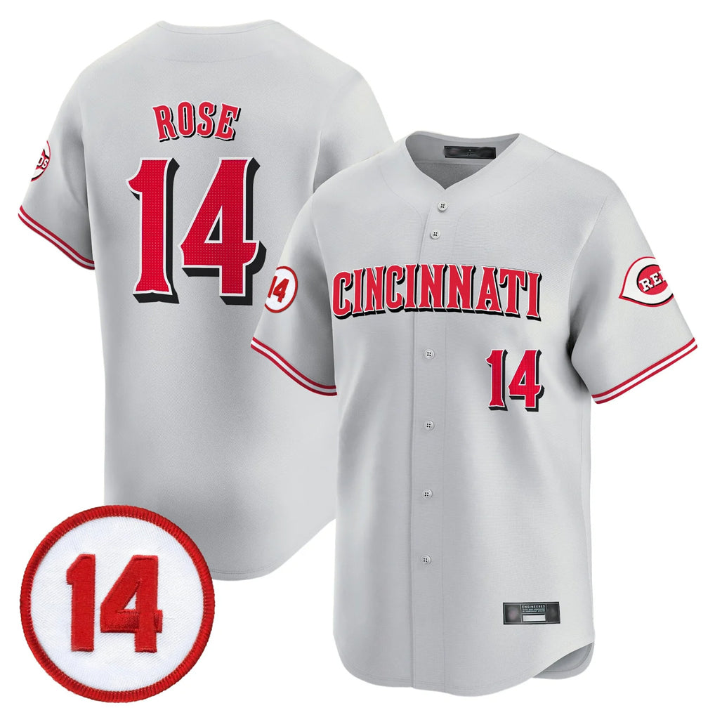 Jamed C.Reds #14 Pete Rose Player Gray Vapor Premier Limited Home Stitched Jerseys