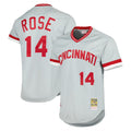 Jamed C.Reds #14 Pete Rose Player Mitchell & Ness Gray Throwback Cooperstown Mesh T-shirt Game Stitched Jerseys