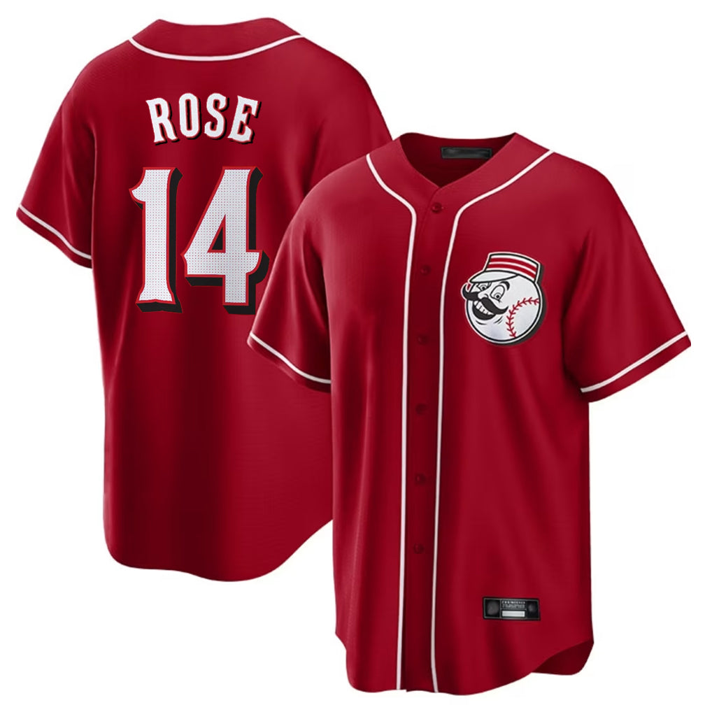 Jamed C.Reds #14 Pete Rose Player Red Home Game Stitched Jerseys